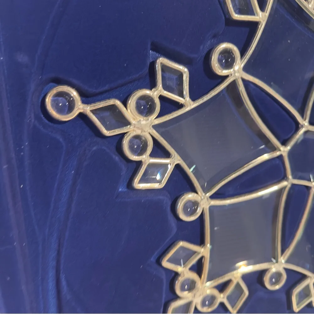 Vintage Leaded Glass Snowflake Ornament Sun Catcher Christmas Holiday